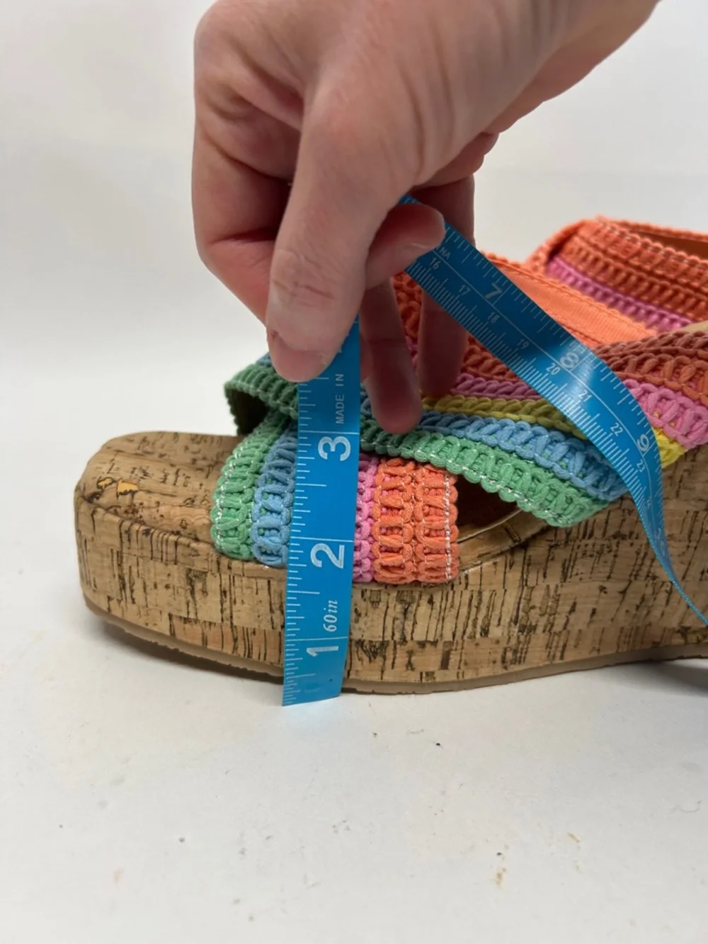 Wedge Slide Sandals in Multicolor Stripe yellow box size 8.5 new without tags - Picture 7 of 8
